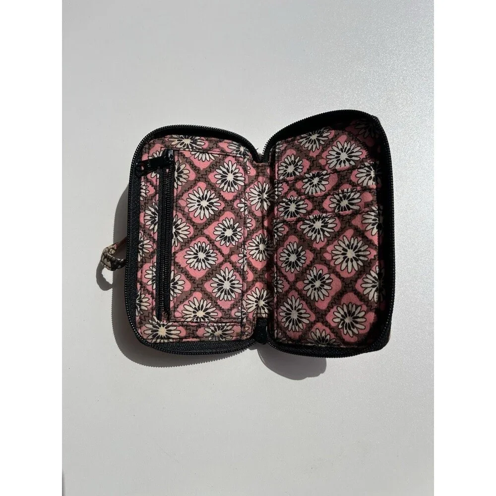 Vera Bradley Mocha Rouge Pink All in One ID Wristlet - Picture 3 of 5